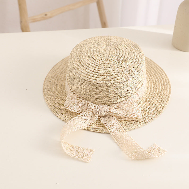 Wholesale Baby Princess Beach Lace Bow Folding Sun Protection Seaside Travel Sun Hat